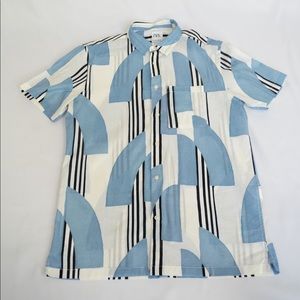 Zara Blue Patterned Collard Shirt